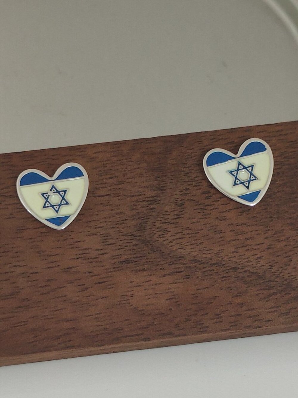 Israel Flag Heart Stud Earring Exclusive Designed S925 Silver with box